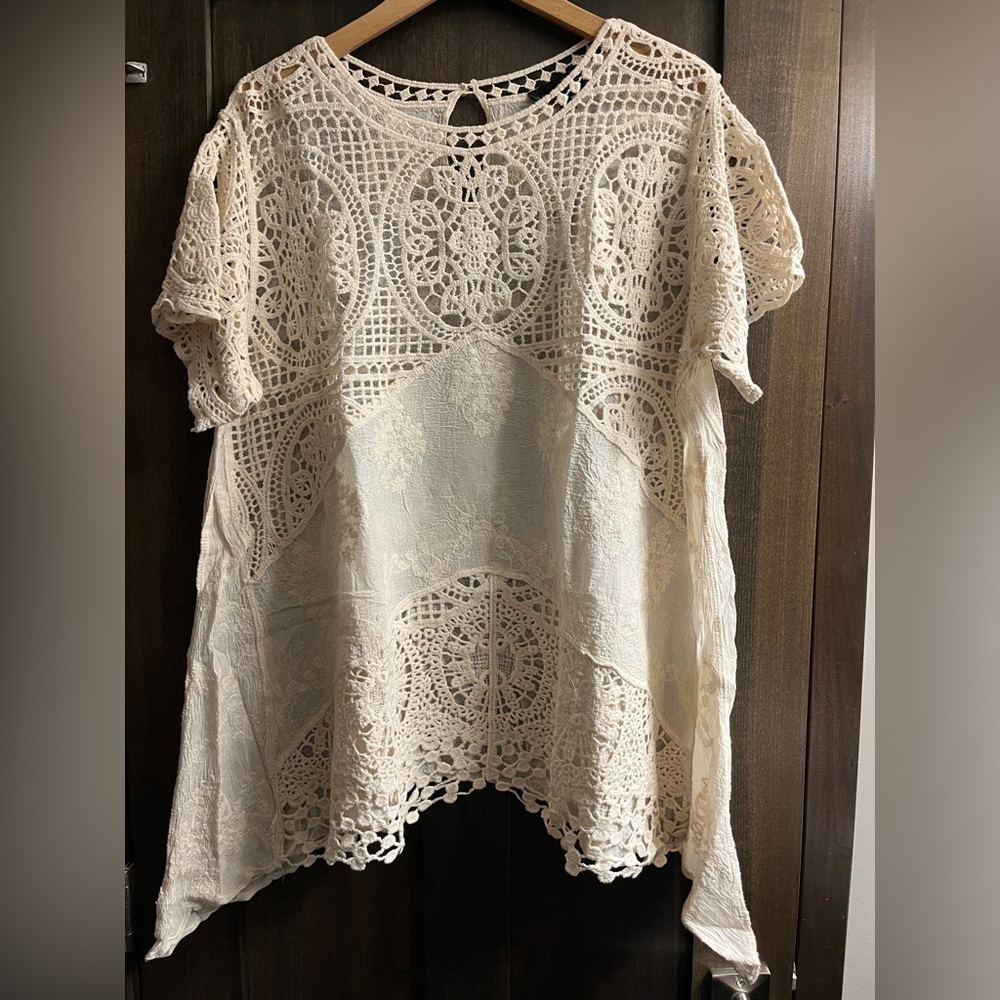 Lane Bryant Cream Lace Blouse